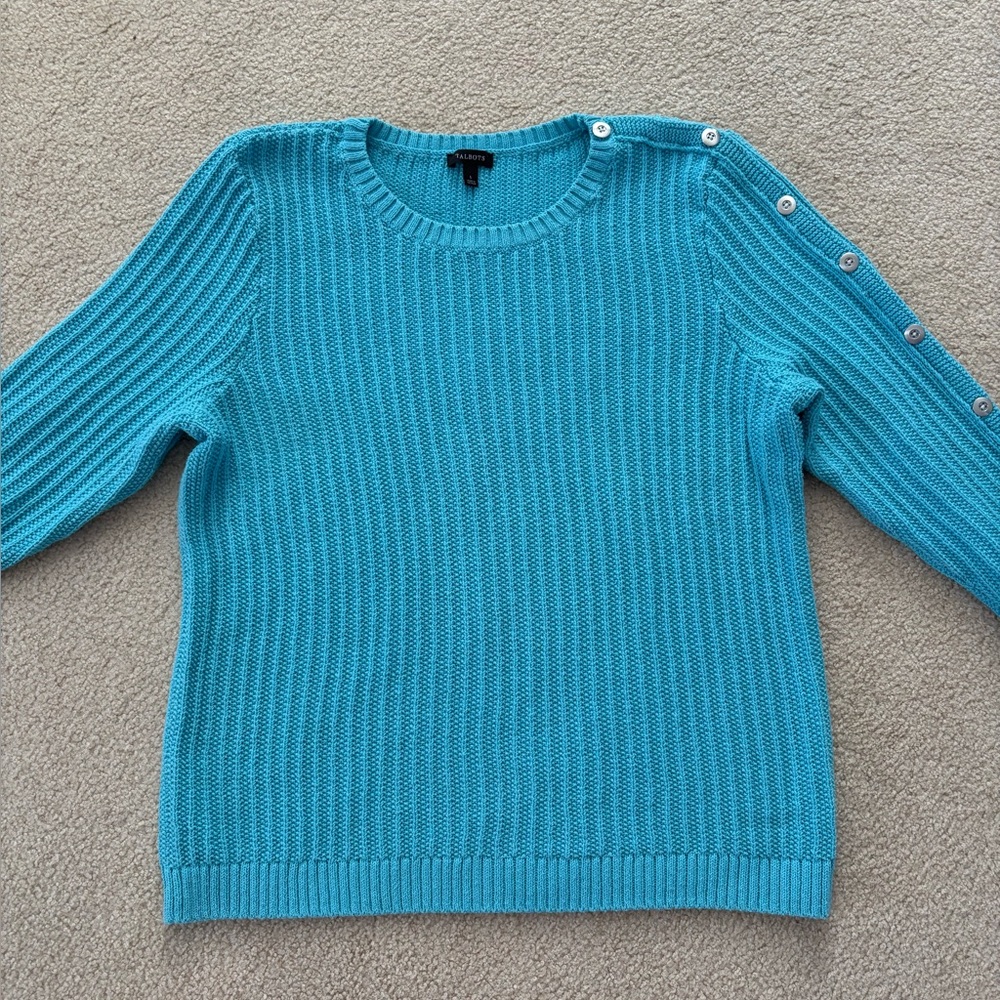 Talbots Turquoise Button-Shoulder Sweater